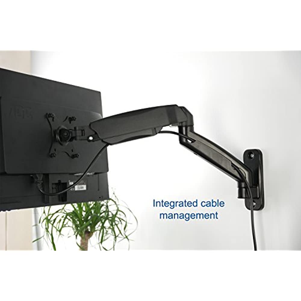 VIVO Black Gas Spring Extended Arm Full Motion Articulating Monitor Wall Mount for 17" to 27" Screens (MOUNT-V001G)
