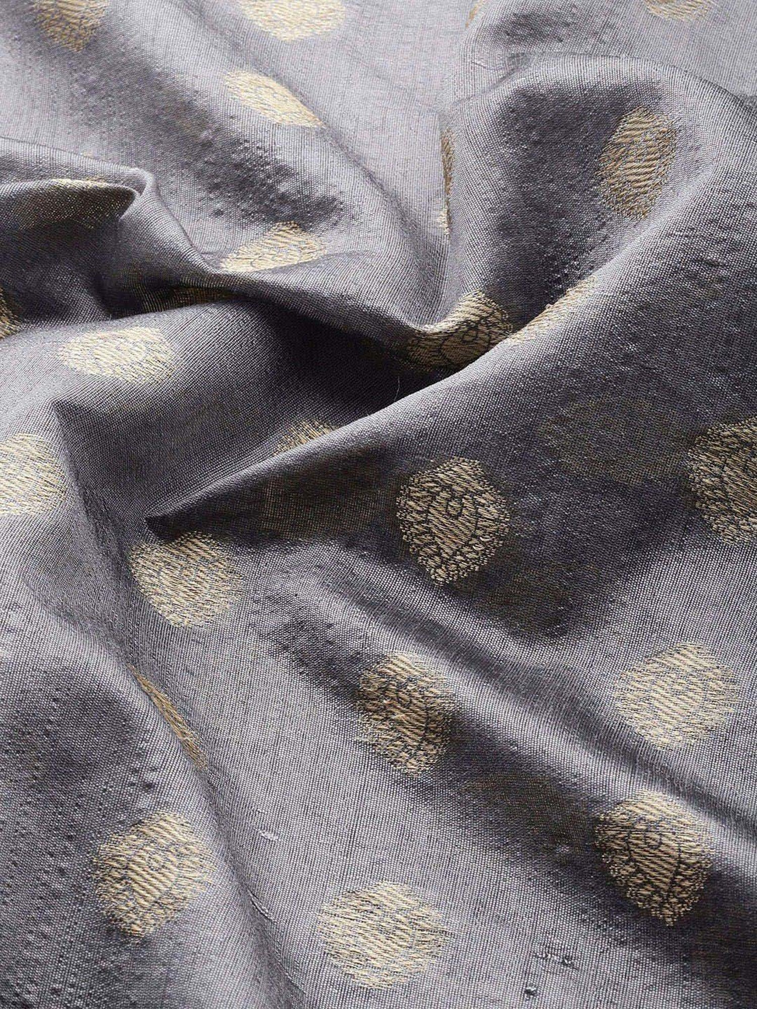 Silk Land Grey & Red Woven Saree With Unstitched Blouse