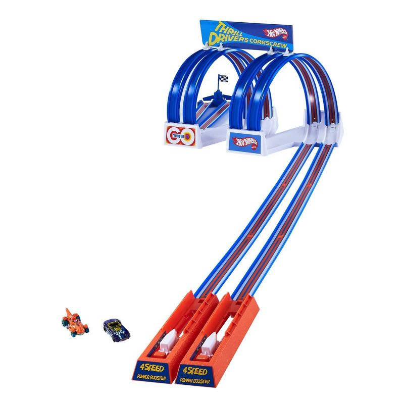 Hot Wheels Flying Customs Thrill Drivers Corkscrew Trackset