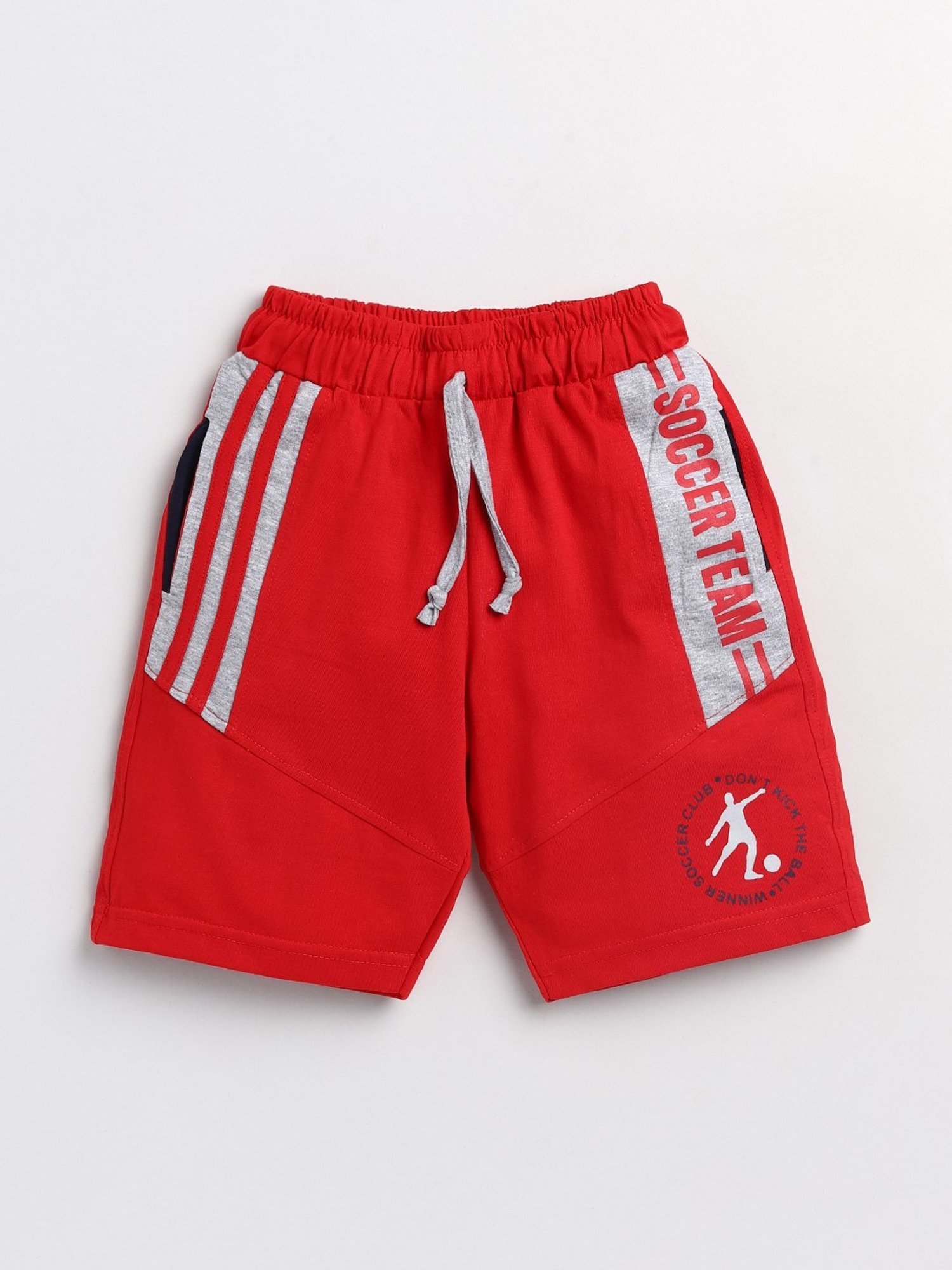 Todd N Teen Kids Red & Grey Cotton Printed Bermunda