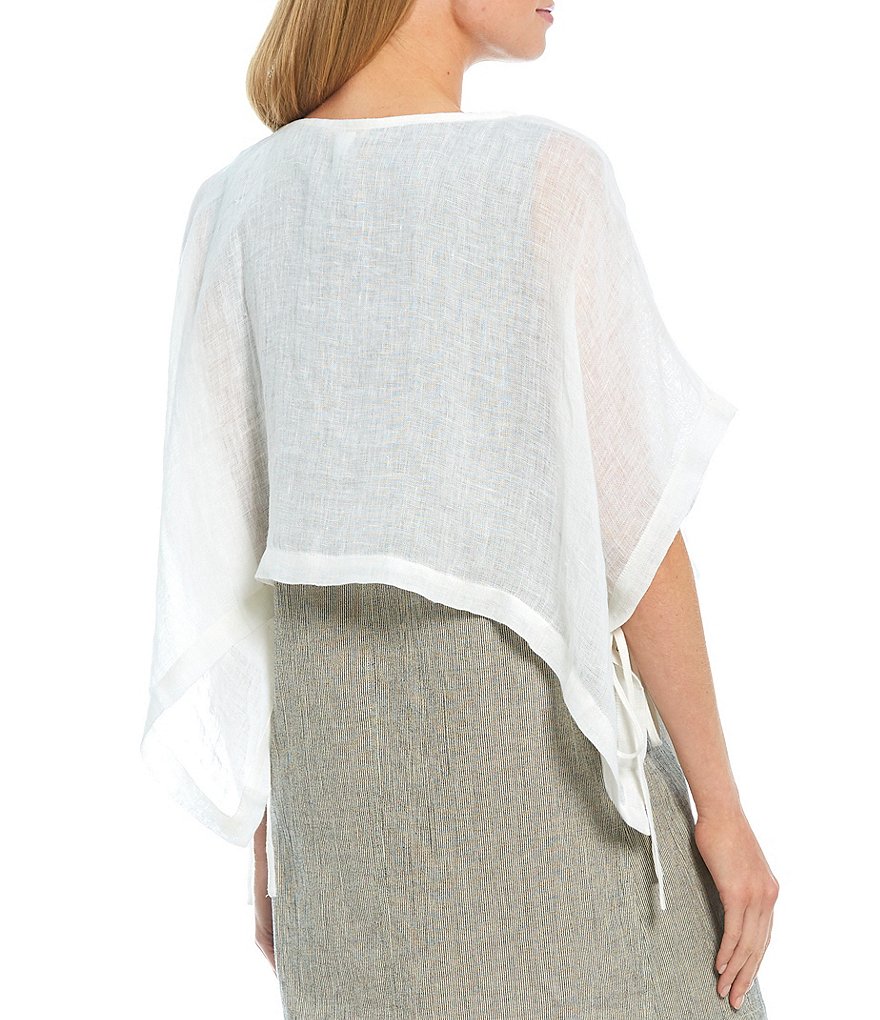 Eileen Fisher Organic Linen Jewel Neck Cropped Poncho