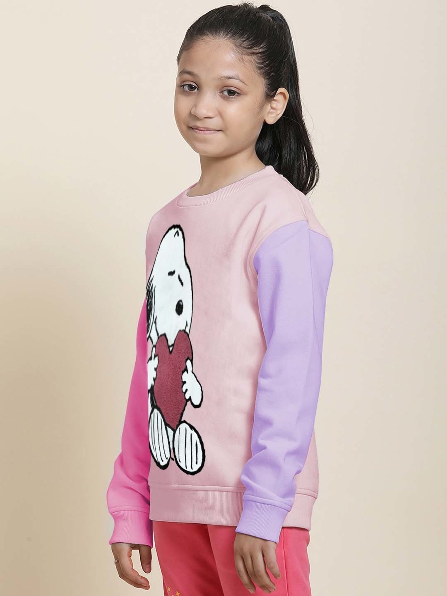 Kidsville Pink & Purple Printed Full Sleeves Sweatshirt