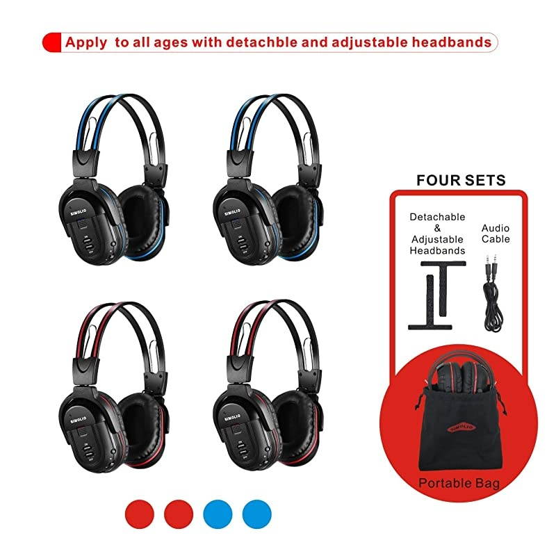 4 Pack of DVD Wireless Headphones in Car Kids Wireless Headphones for Universal Car Entertainment System Automotive IR Wireless Headphones Note Will Not Work on 2017+ GMs or Pacifica