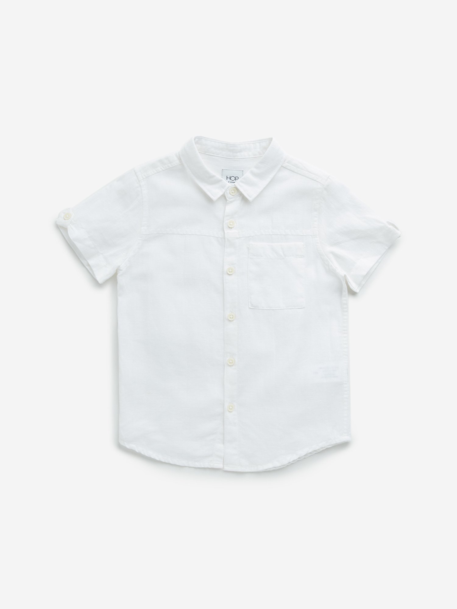 HOP Kids by Westside White Blended Linen Shirt