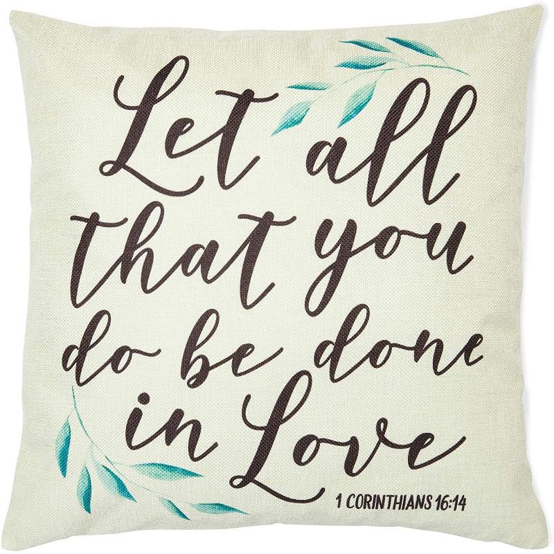 Christian Throw Pillow Covers 1 Corinthians 16:14, Psalms 46:10 (18 x 18, 2 Pack)