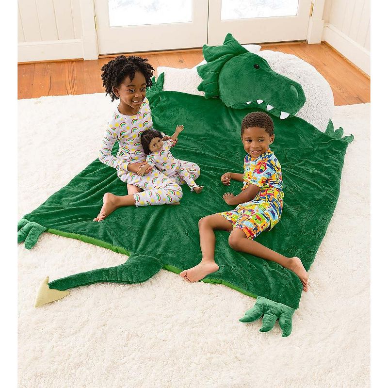 HearthSong Jumbo Plush Fantasy Snuggle Mat with Attached Pillow, Unicorn, 5'L x 4.5'W