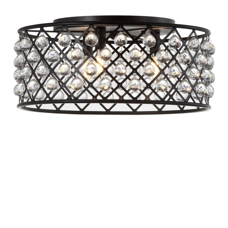 19" Metal Gabrielle Flush Mount Ceiling Light (Includes Energy Efficient Light Bulb) Black - JONATHAN Y