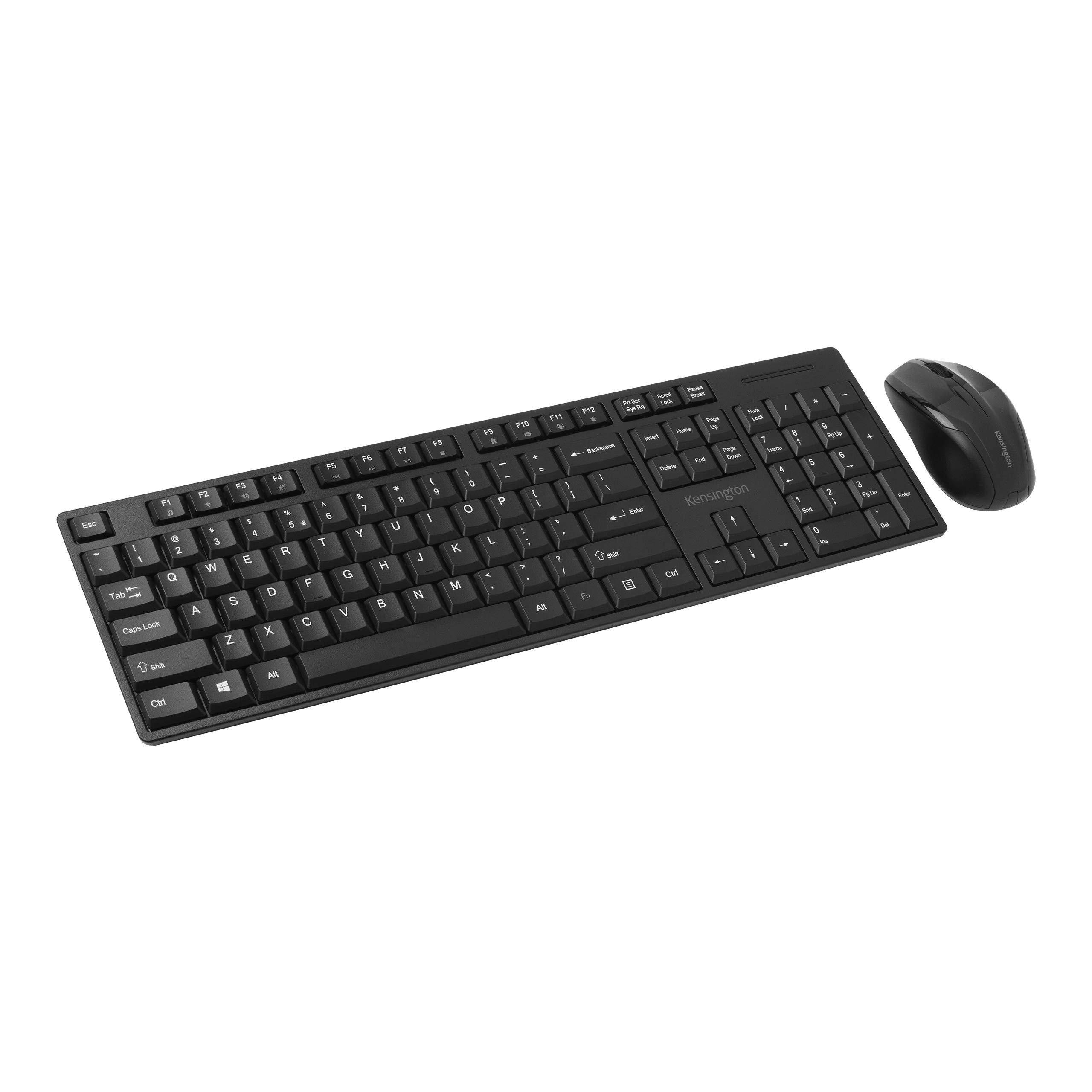 Kensington Pro Fit Low-Profile Desktop Set, Keyboard And Mouse Set - Wireless - 2.4 GHz - UK Layout