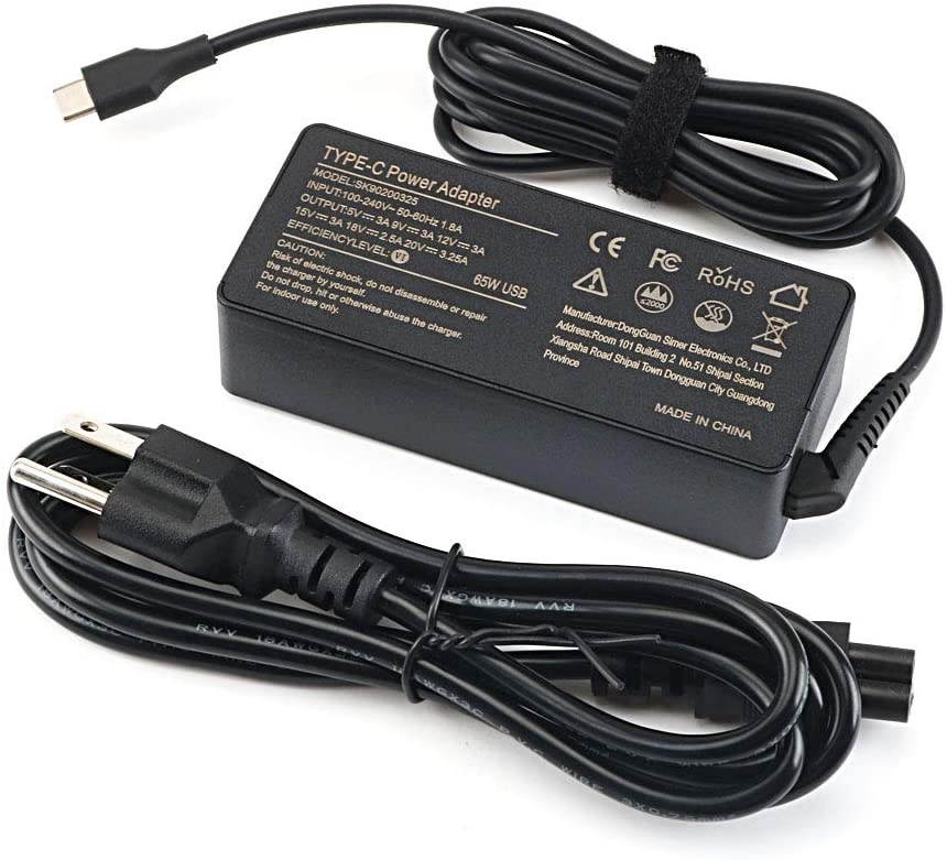 65W USB-C AC Laptop Charger for Lenovo Chromebook 100e 300e C330 ThinkPad T470 T470s T480 T480s T570 T580s Yoga 910 920 720 730 C740 C930 C940 S730 Type C Power Supply Cord