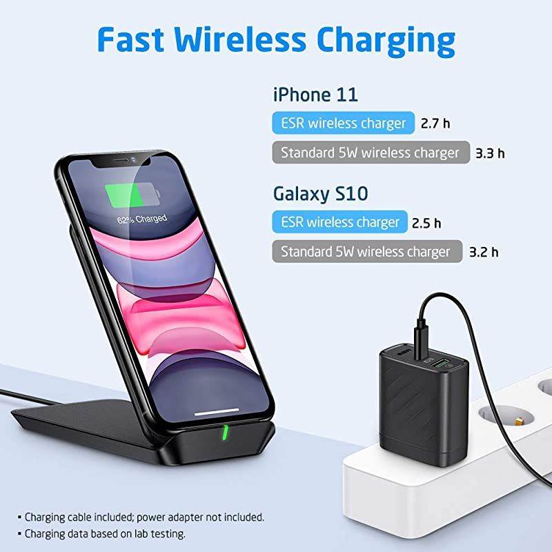 Foldable Wireless Charger, Fast Wireless Charging Stand & Pad, Compatible with iPhone 11/11 Pro Max/SE/XR/XS Max/XS/X, Galaxy S21/S21+/S21 Ultra/S20/S20+/S20 Ultra/Note10, 5W for Pixel 3/4, Black