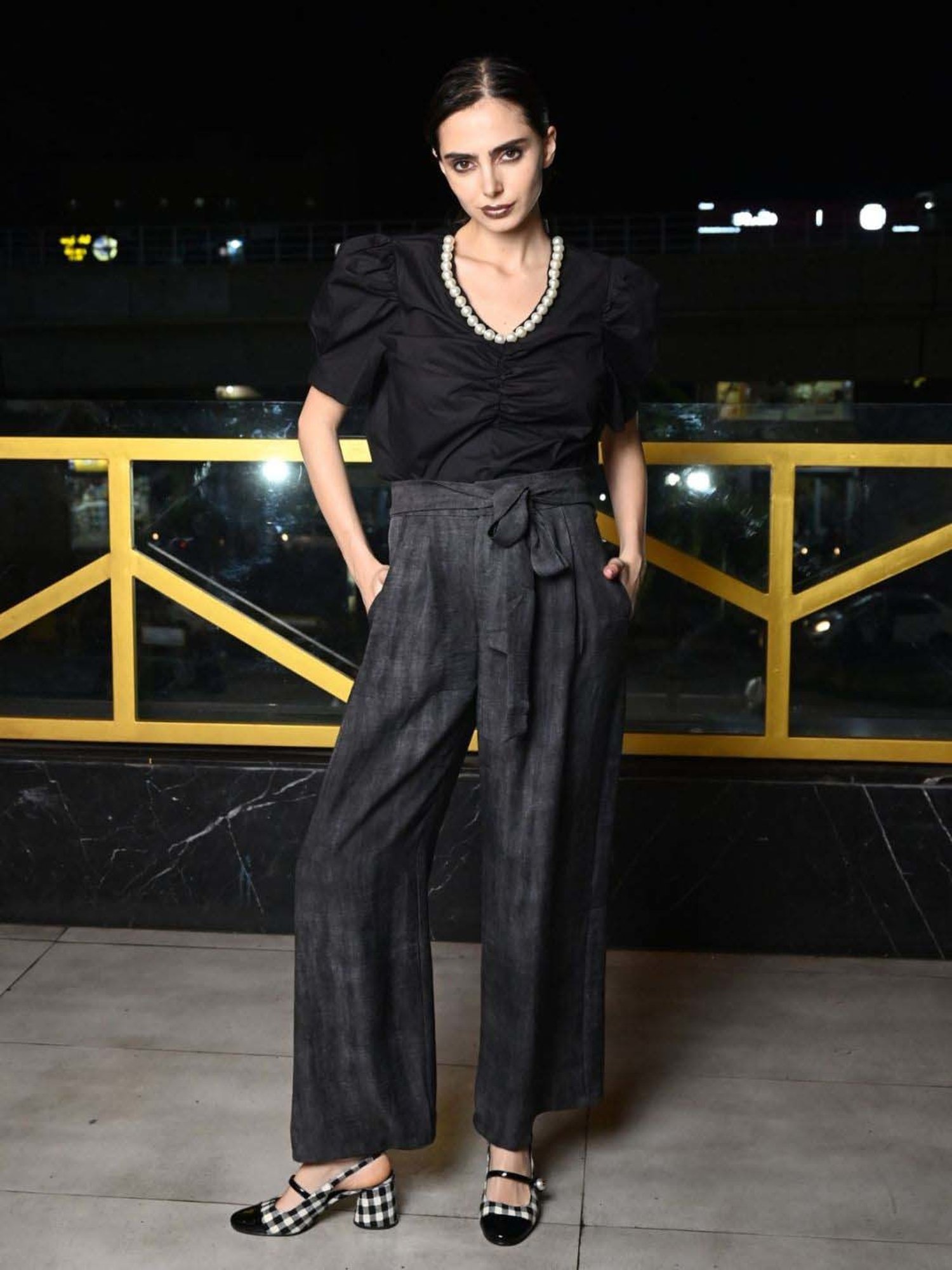 Odette Grey Printed Flared Pants