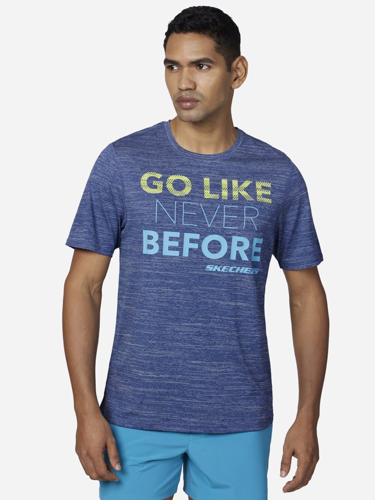 Skechers Blue Regular Fit Printed T-Shirt