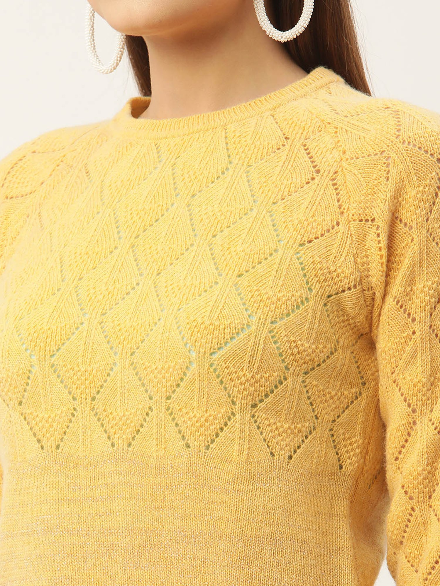 Rooted Yellow Self Design Sweater