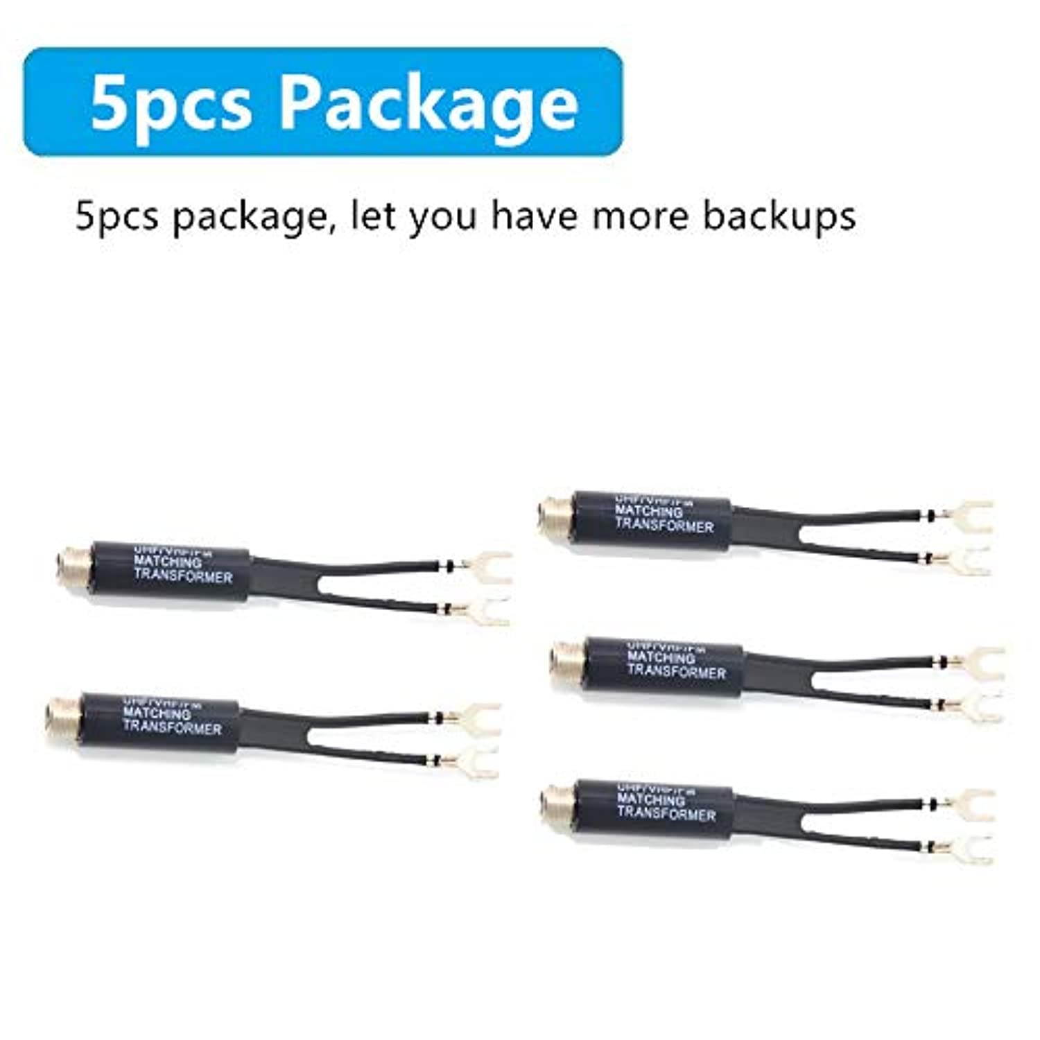 Balun Transformer, Ancable 5-Pack Indoor F Female 75 Ohm to 300 Ohm UHF/VHF Matching Transformer Adapter for Radio FM Receiver, TV, Coax Cable