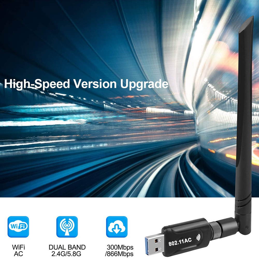 Realtek RTL8812BU USB Wireless Adapter 1200 Mbps with 5 dBi Antenna Dual Band AC1200 WiFi Dongle IEEE 802.11 a b g n ac for Laptop Desktop USB 3.0 Network Adapter Support Windows 10 Mac