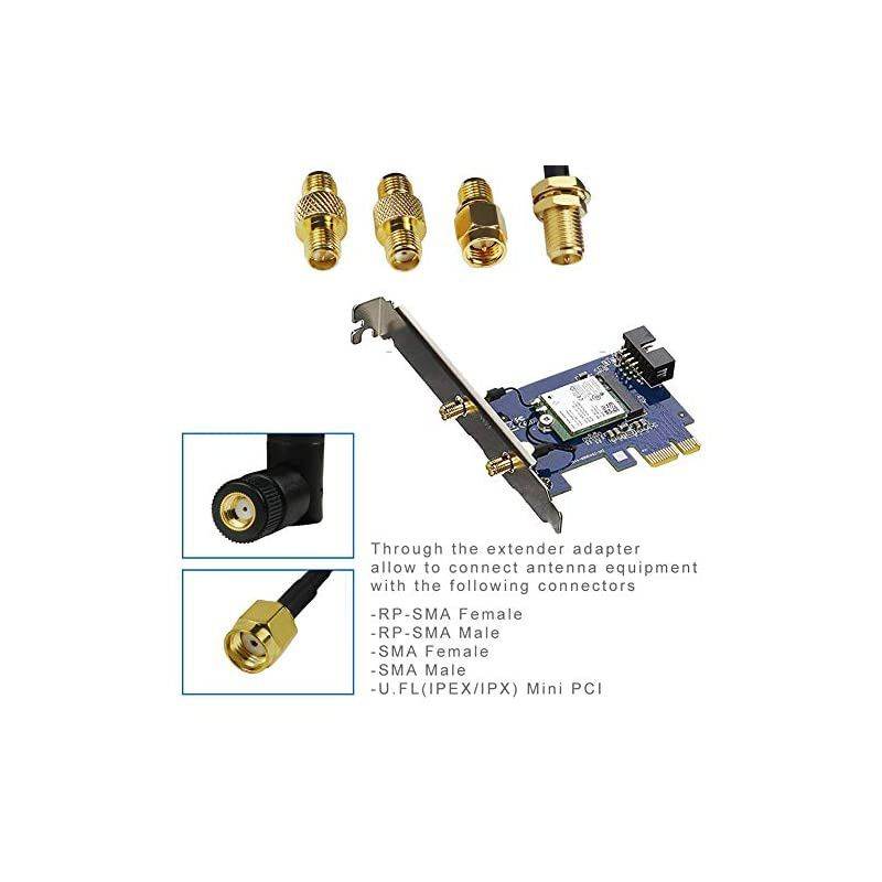 Dual Band Wi-Fi Antenna Kit,  2X 6dbi 2.4/5Ghz RP-SMA Connector Magnet Base with Adapters and Extenders