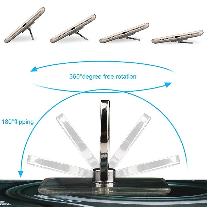 Cell Phone Ring Holder 360 Degree Rotation Finger Grip Stand Holder iPhone and ipad Tablet Ring Holder 2 Black + 2 Silver