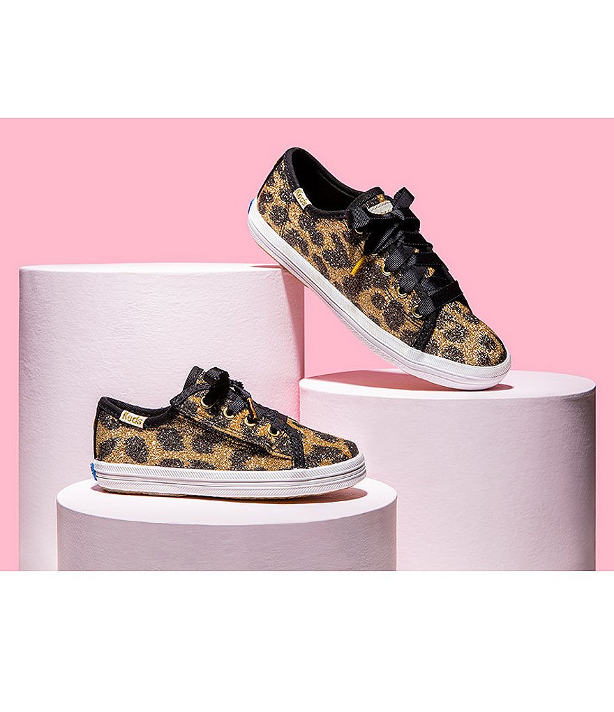 Keds for kate spade new york Girls' Kickstart Jr Leopard Print Glitter Sneakers (Toddler)