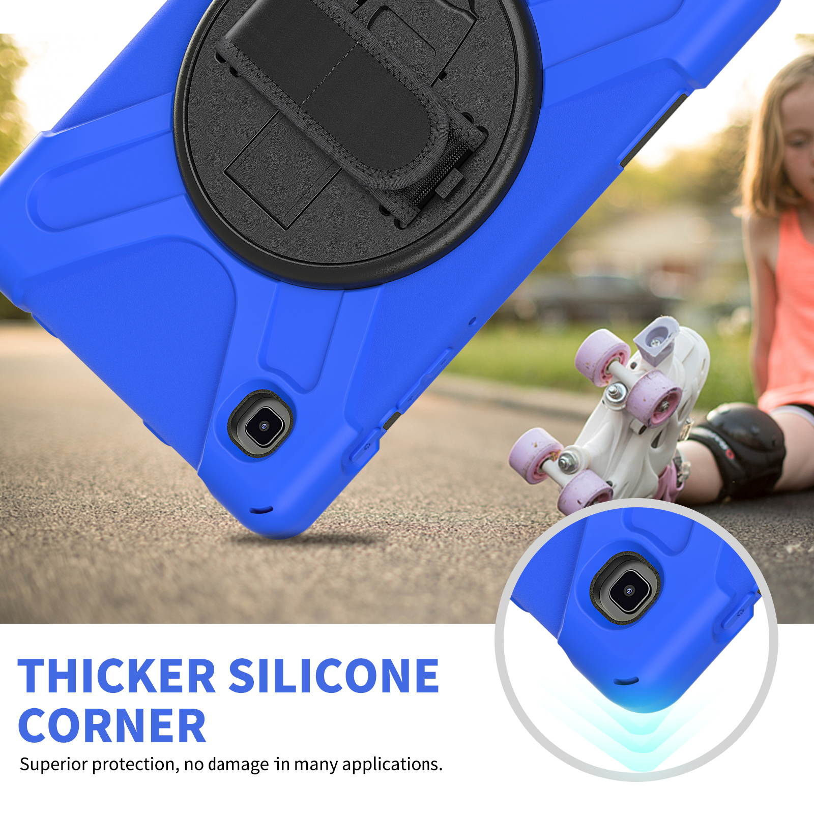 Galaxy Tab A7 Lite Case, Heavy Duty Rugged Shockproof Case with Adjustable Hand Strap, Carrying Shoulder Strap, Rotating Kickstand for Samsung galaxy Tab A7 Lite 8.7 inch 2021 Model SM-T220 SM-T225