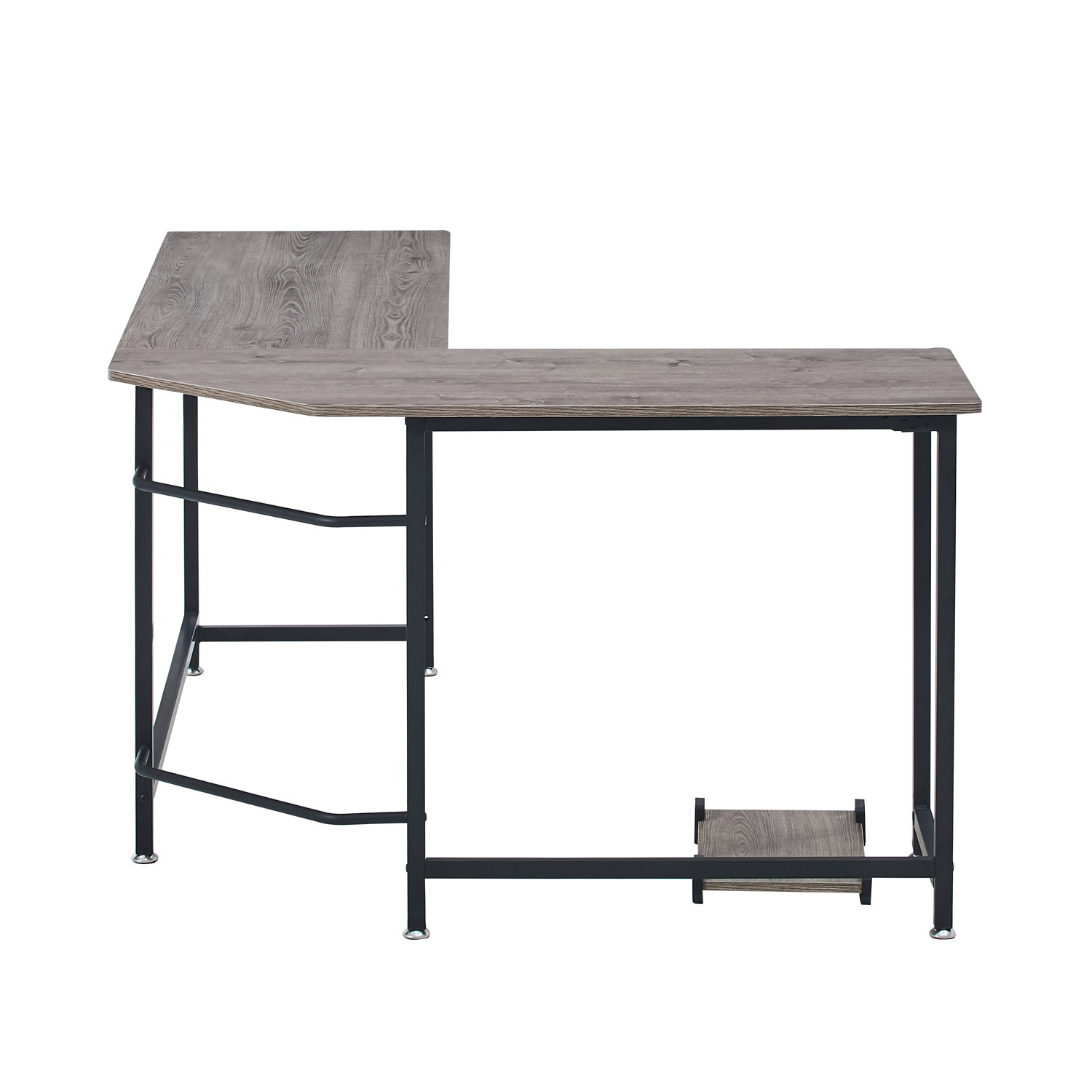 66'' L-shaped Desk Home Office Desk Computer Desk Gaming Desk Large Workstation with CPU Stand and Steel Structure