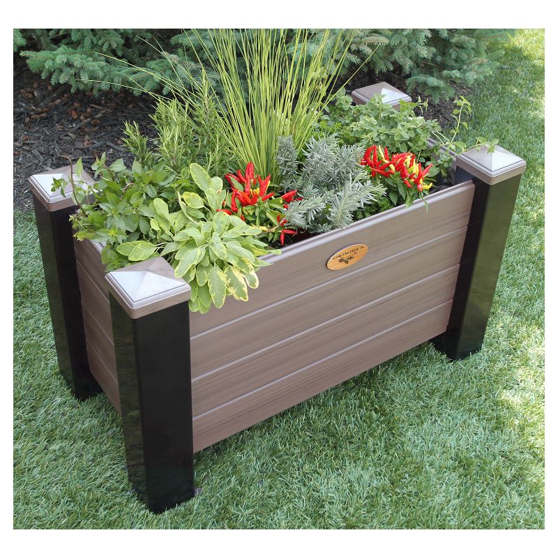Maintenance Free Rectangular Planter Box - Walnut - Gronomics