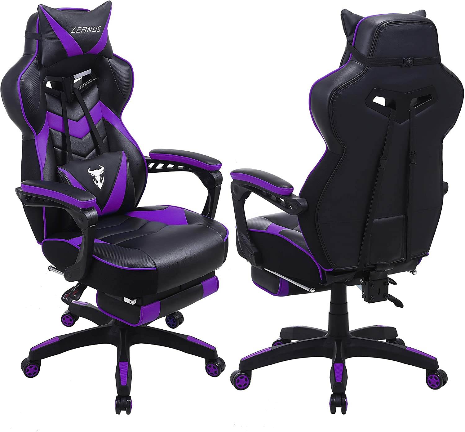Zeanus Gaming Chair for Adults Green, Gaming Chair with Footrest, Massage Computer Gaming Chair, Reclining Gaming Desk Chair, Big and Tall Video Gaming Chair, Racing Style Chair, E-Sports Gamer Chair