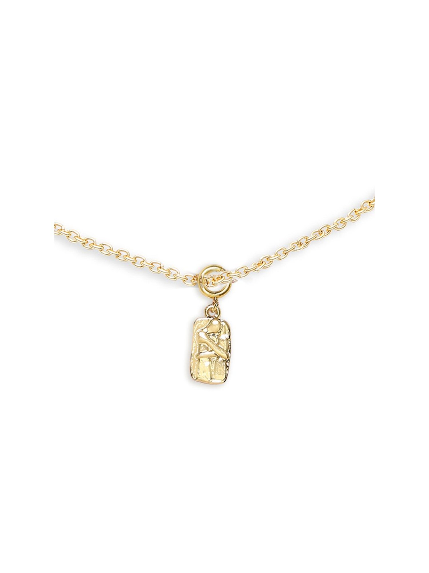 OOMPH Gold-Tone Love Couple Charm Delicate Fashion Stylish Latest Anklet for Women