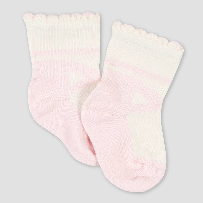 Gerber Baby Girls' 6pk Ballerina Jersey Wiggle Proof Socks - Pink 0-6M
