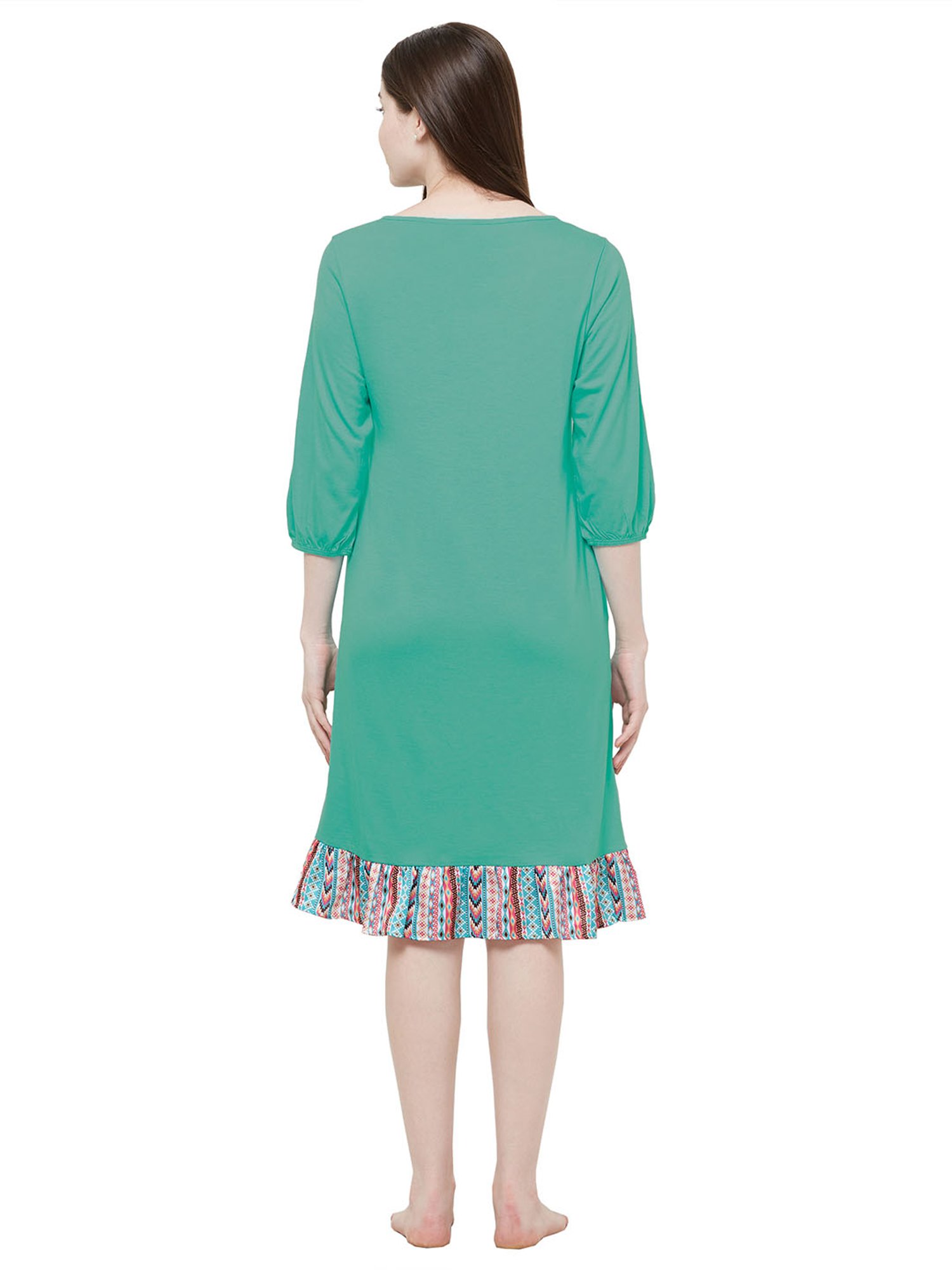 Soie Green Round Neck Nighty