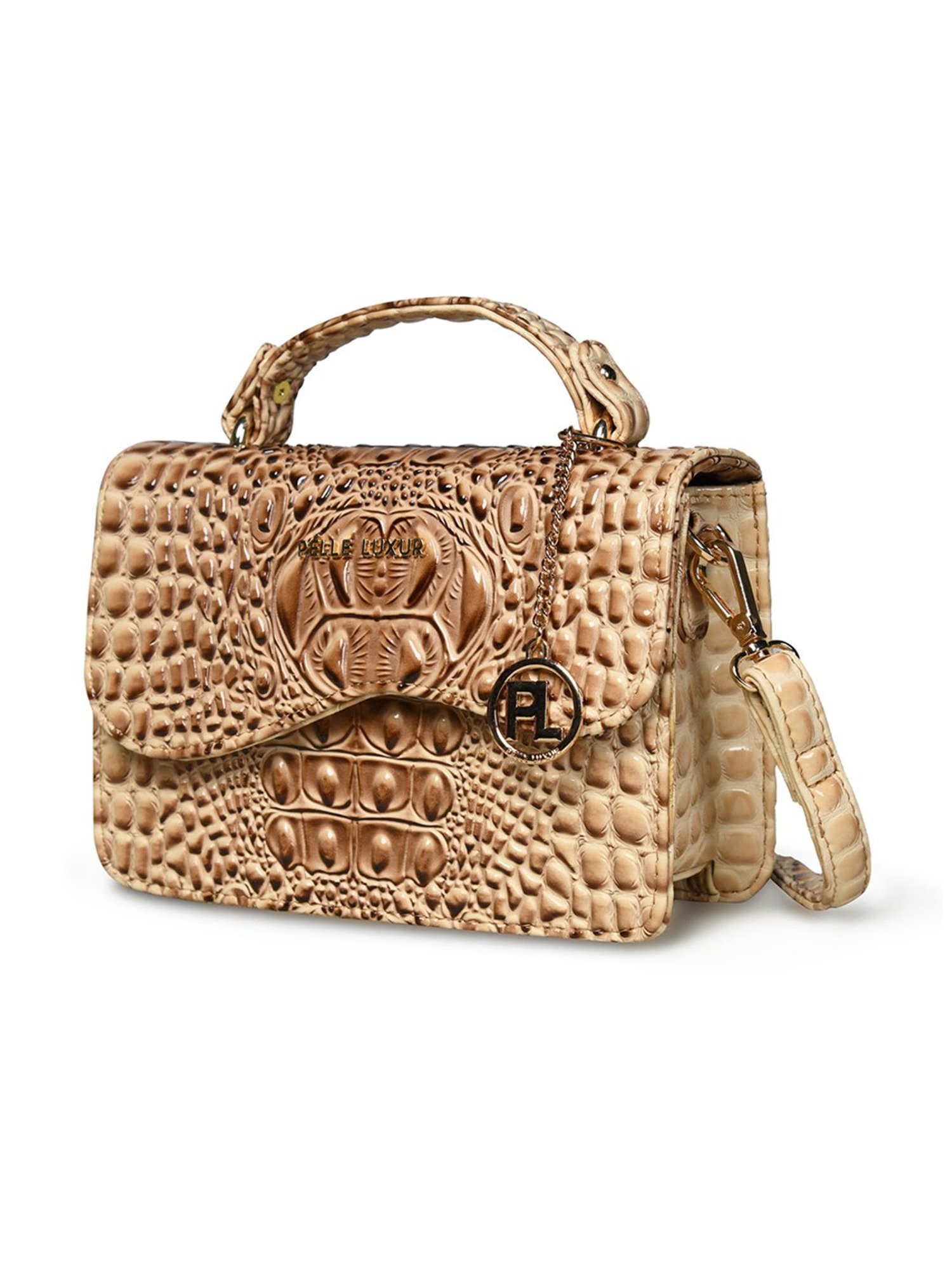 PELLE LUXUR Light Brown Animal Effect Small Cross Body Bag