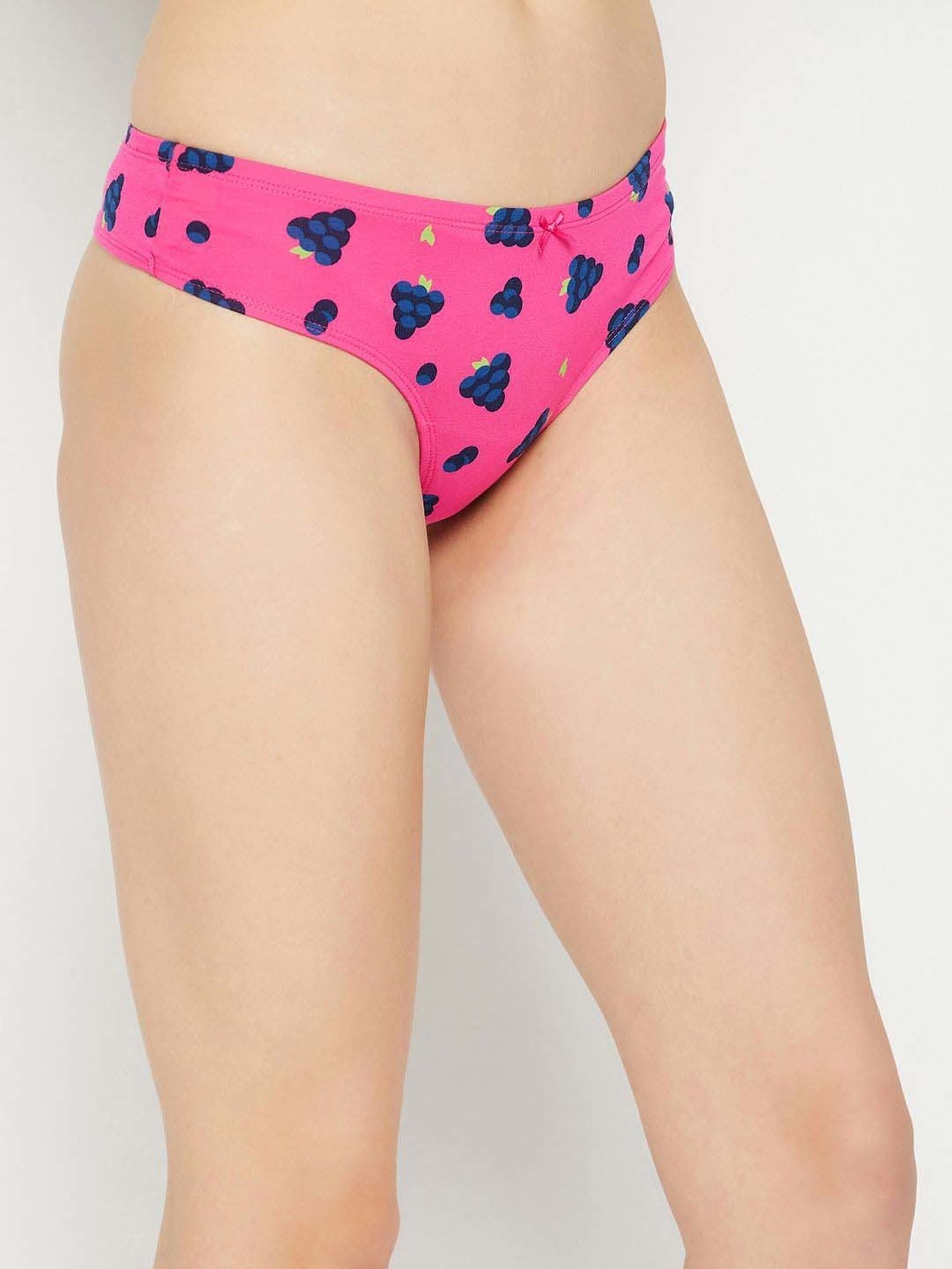 Clovia Grey & Pink Cotton Printed Hipster Panty - Pack Of 3