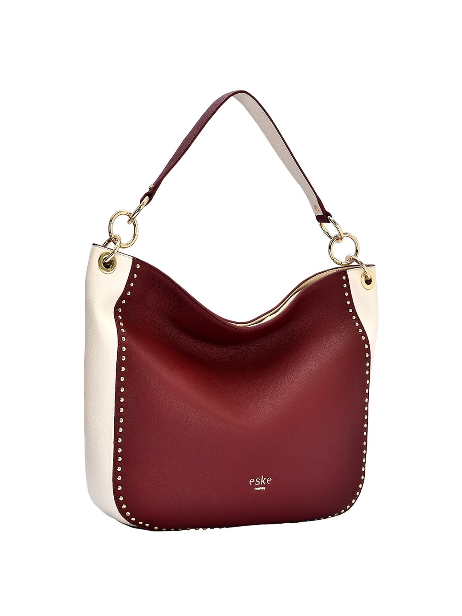 Eske Emma Wine & Vanilla Rivets Medium Hobo Shoulder Handbag
