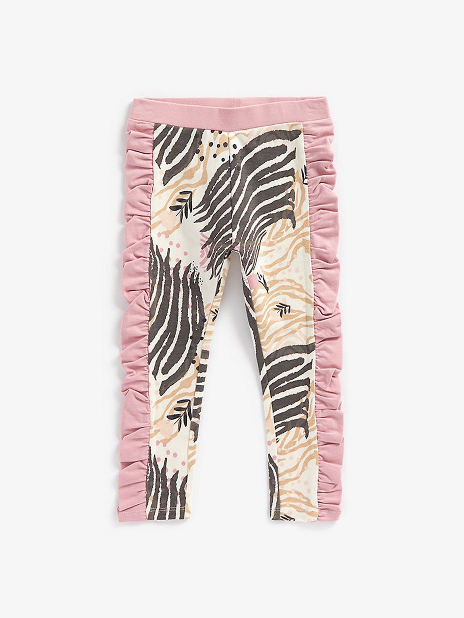 Mothercare Girls Cream & Pink Printed Leggings