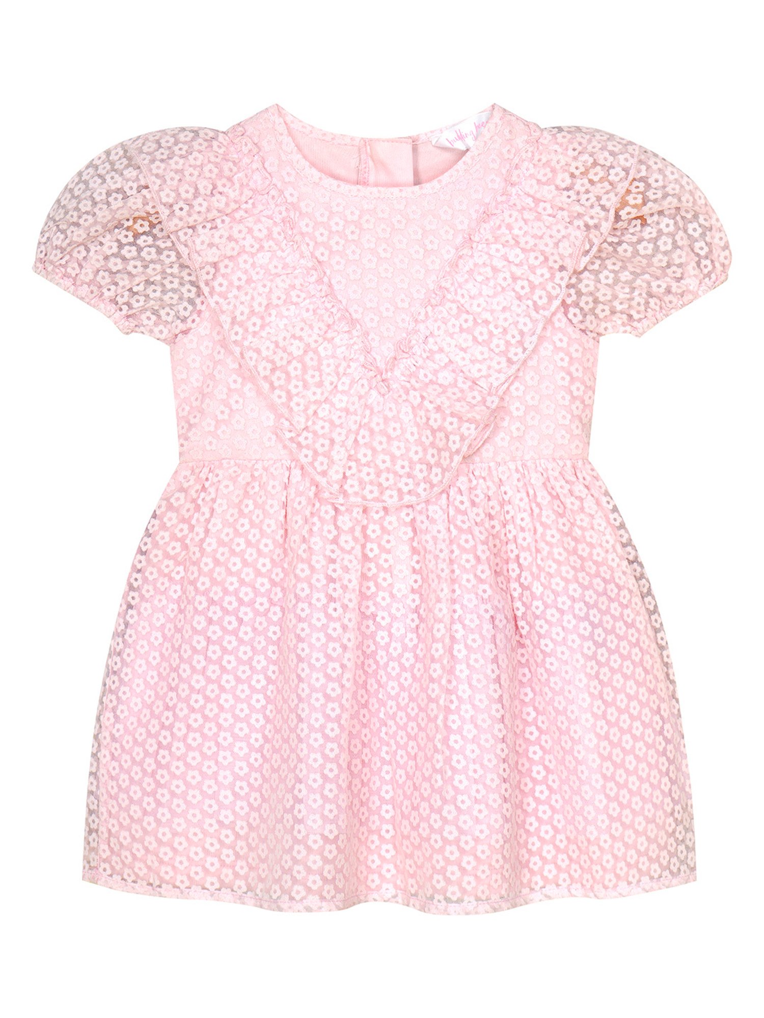 Budding Bees Kids Pink Embroidered Dress