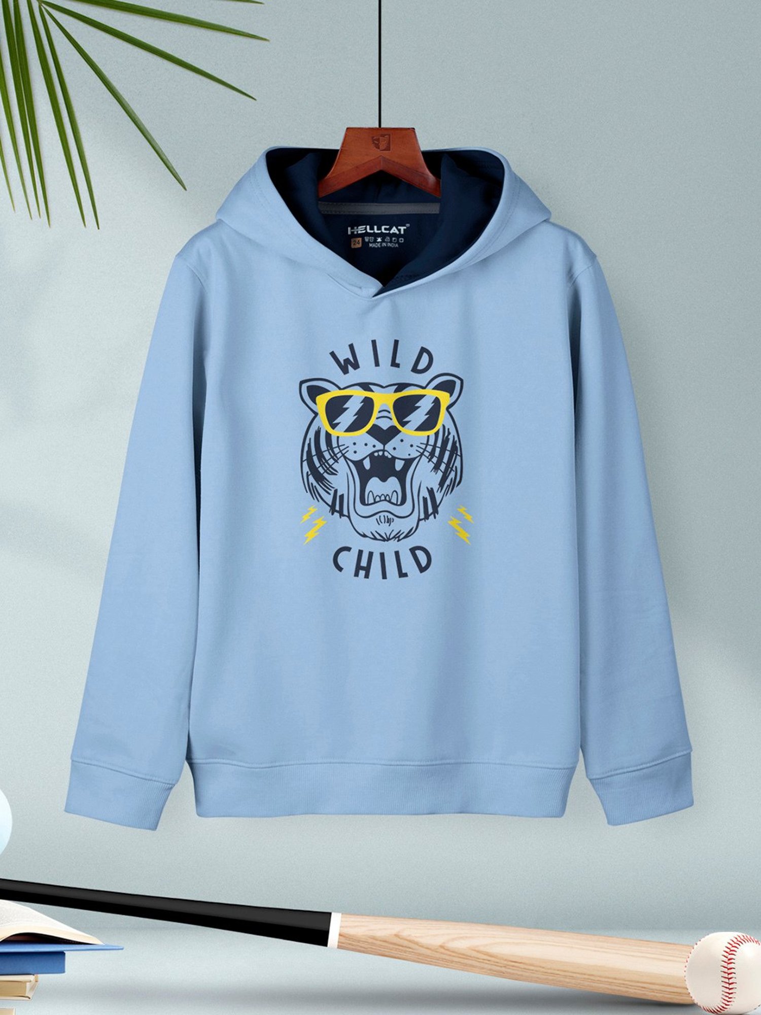 HELLCAT Kids Blue Printed Full Sleeves T-Shirt