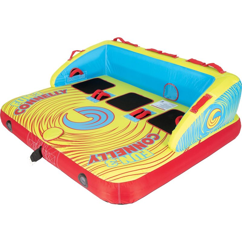 Connelly Fun 3 Person 2 Way 65x78 Inch Hybrid Inflatable Pull Behind Boat Towable Water Inner Tube