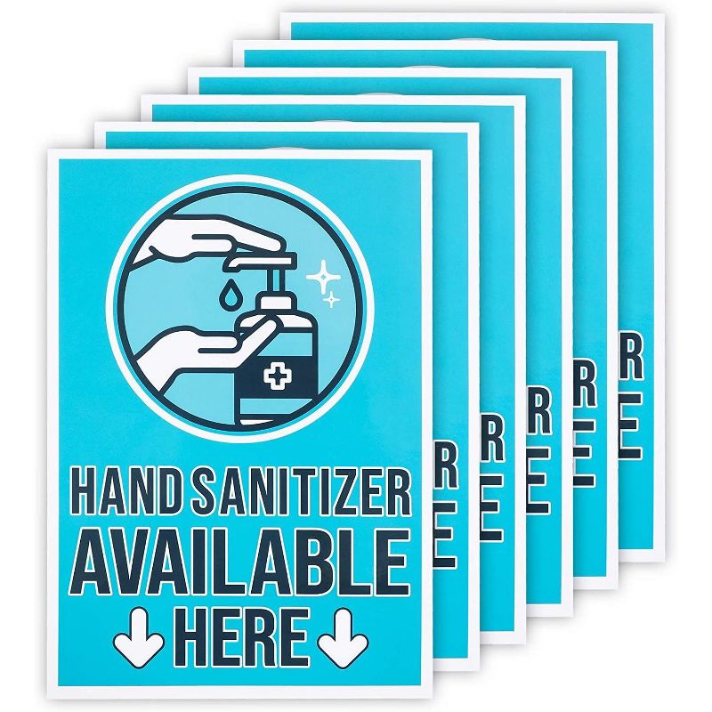 Stockroom Plus 6 Pack Store Safety Signs, Hand Sanitizer Available Here (7 x 10 in)