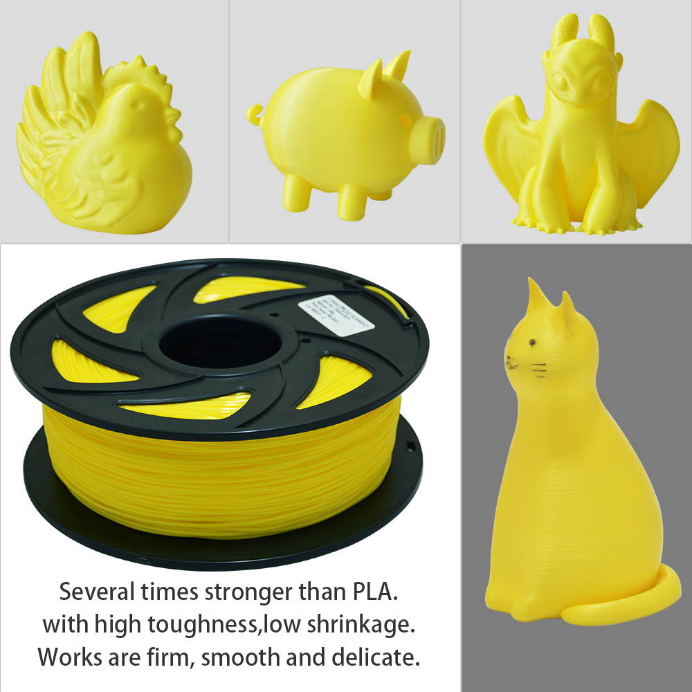 TRONXY 3D flexible yellow TPU filament 1.75 mm, 2.2 pounds (1KG) Material: TPU, hardness 95A