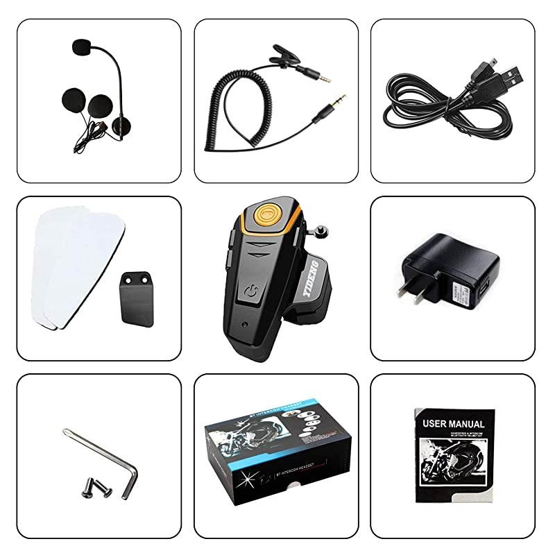 Bluetooth for Motorcycle Helmet Headset Wireless Intercom Interphone BTS2 WalkieTalkie Supports FM Radio GPS Voice Command Music HandsFree up to 3 Riders Communication in 1000mSingle