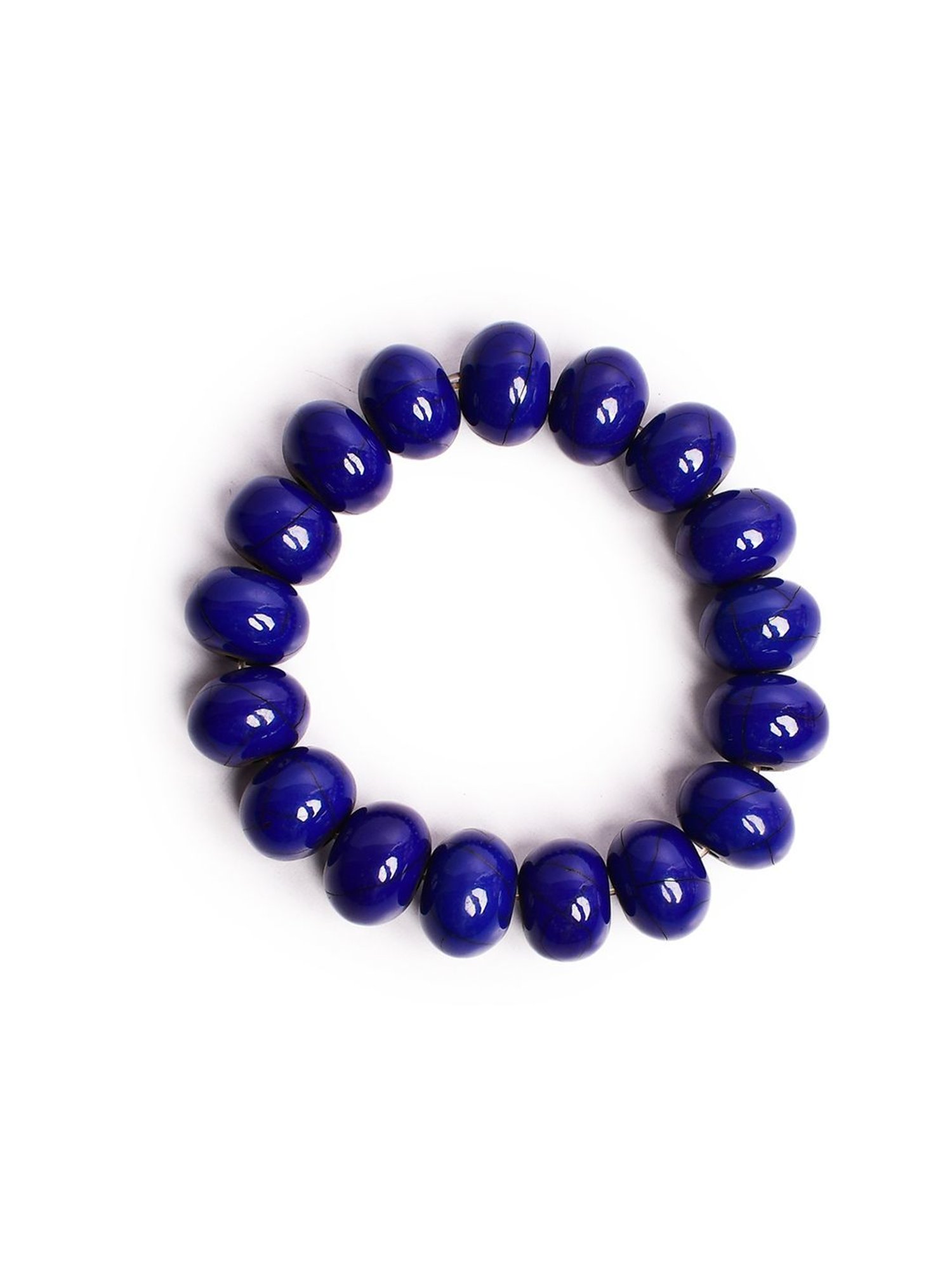 IMLI STREET Blue Artificial Beaded Stretchable Bracelet for Women