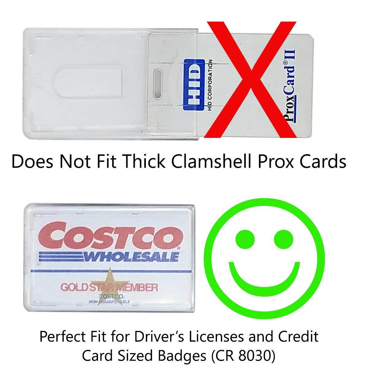 Slim Heavy Duty Badge Holders - Hard Plastic Clear Polycarbonate (HOLDS 1 CARD) - Rigid Top Load Single Card Case - Vertical with Easy Access Thumb Slide Hole and UV Protection by Specialist ID