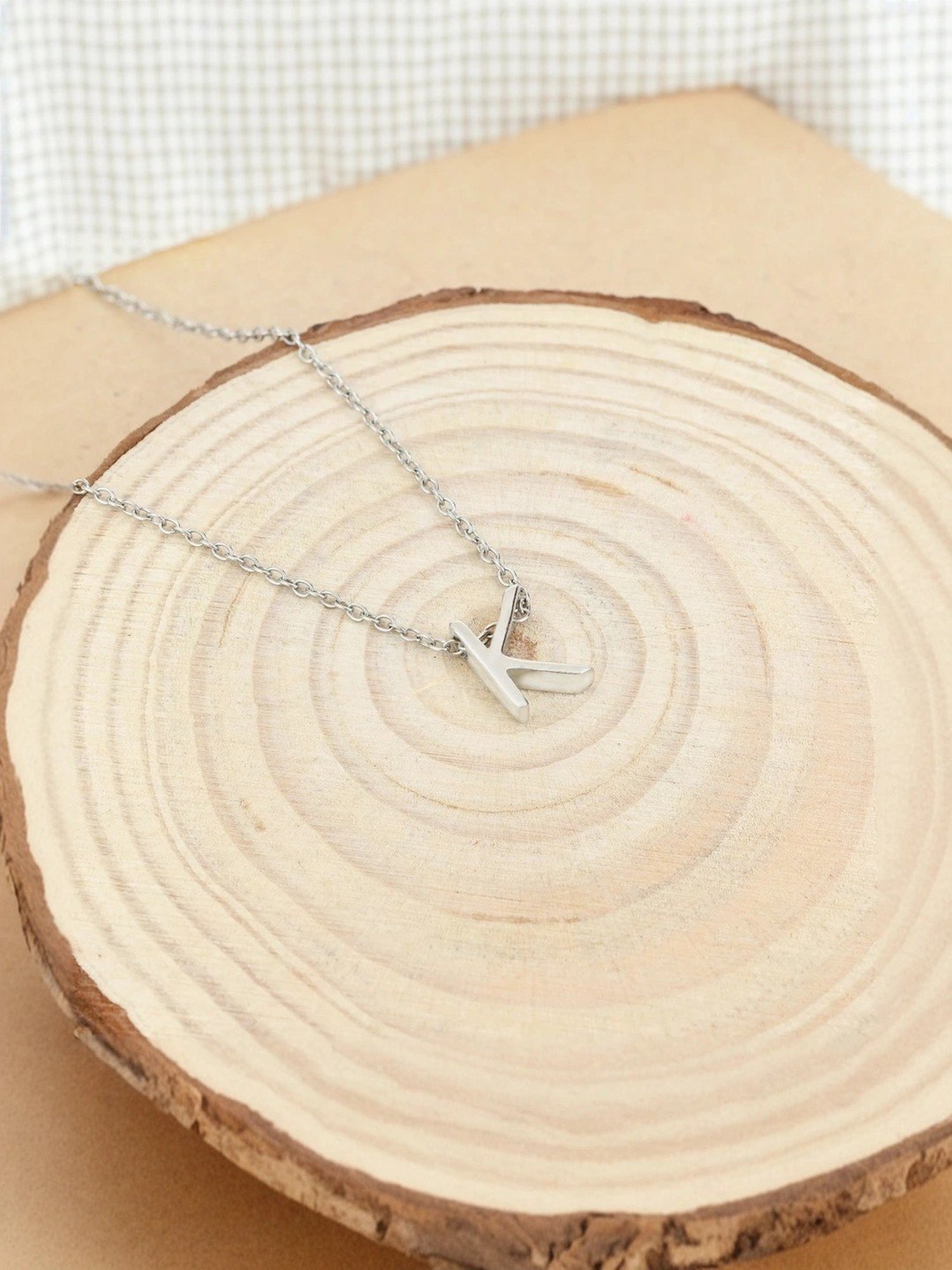 Touch925 Sterling Silver Kinetic K Initial Chain Pendant