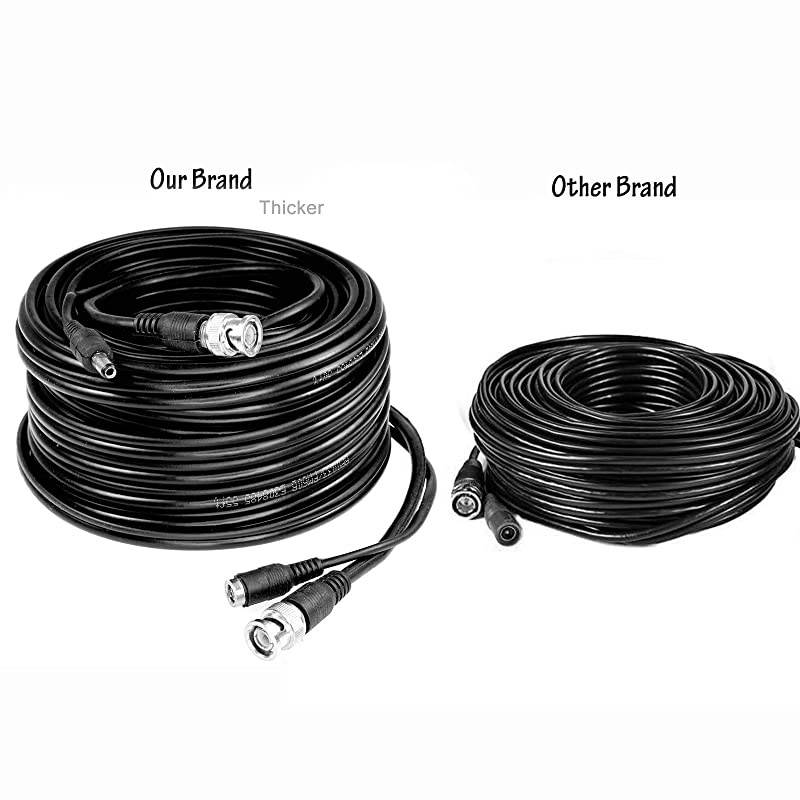 Cable RG59 Siamese Combo Cable Patch RG59 Video + 182 Power for TVI CVI AHD and HDSDI CCTV Camera System with BNC connectors and 21mm Power Jack 25 Ft Black