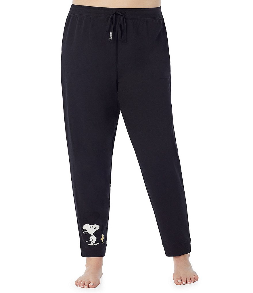 Peanuts Plus Snoopy & Woodstock Appliqued French Terry Jogger Sleep Pants