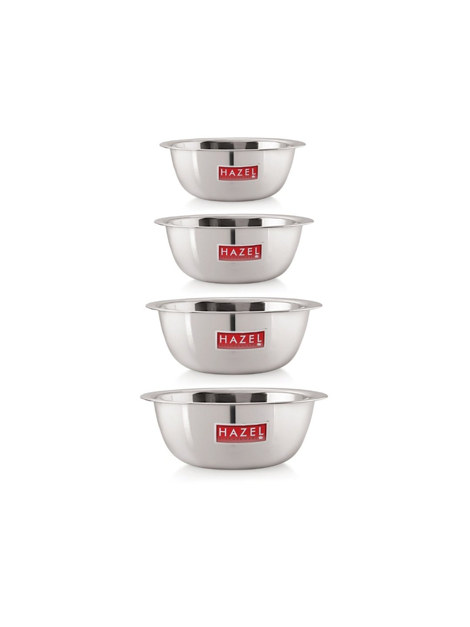 HAZEL Silver Stainless Steel Mixing Bowl - Set of 3 (2.1L)