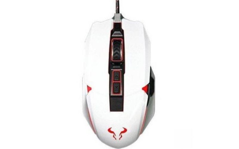 RIOTORO Aurox Mouse - Optical - Cable - White - USB - 10000 dpi - Scroll Wheel - 8 Button(s)