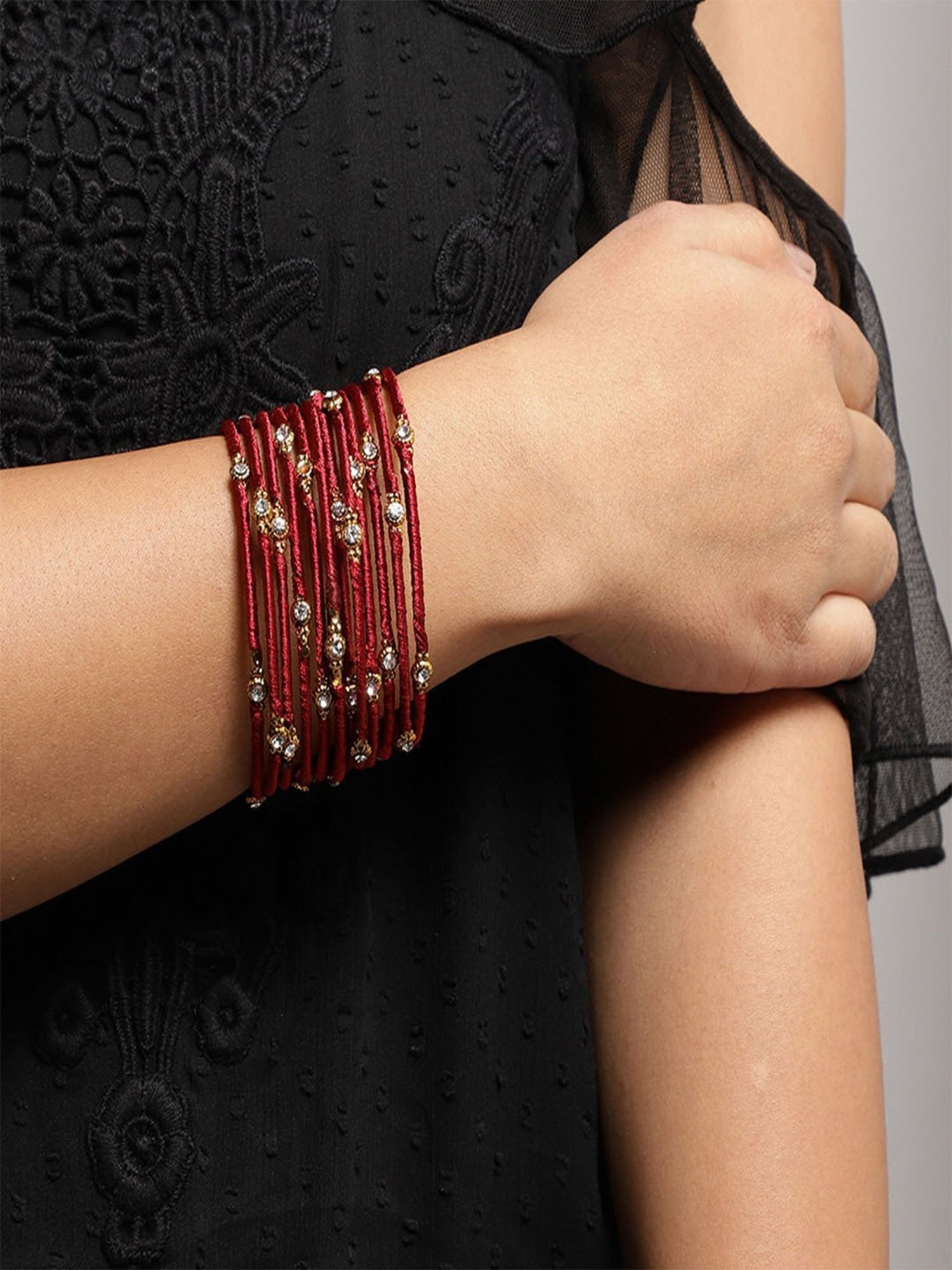 Bold by Priyaasi Trishul Rudraksh Silver-Plated Bracelet for Men