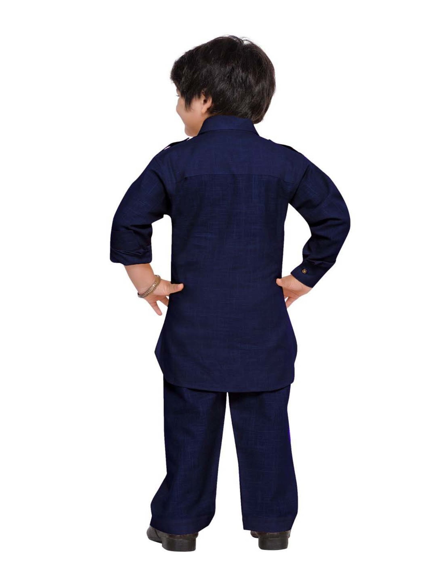 AJ Dezines Kids Blue Regular Fit Full Sleeves Kurta Set
