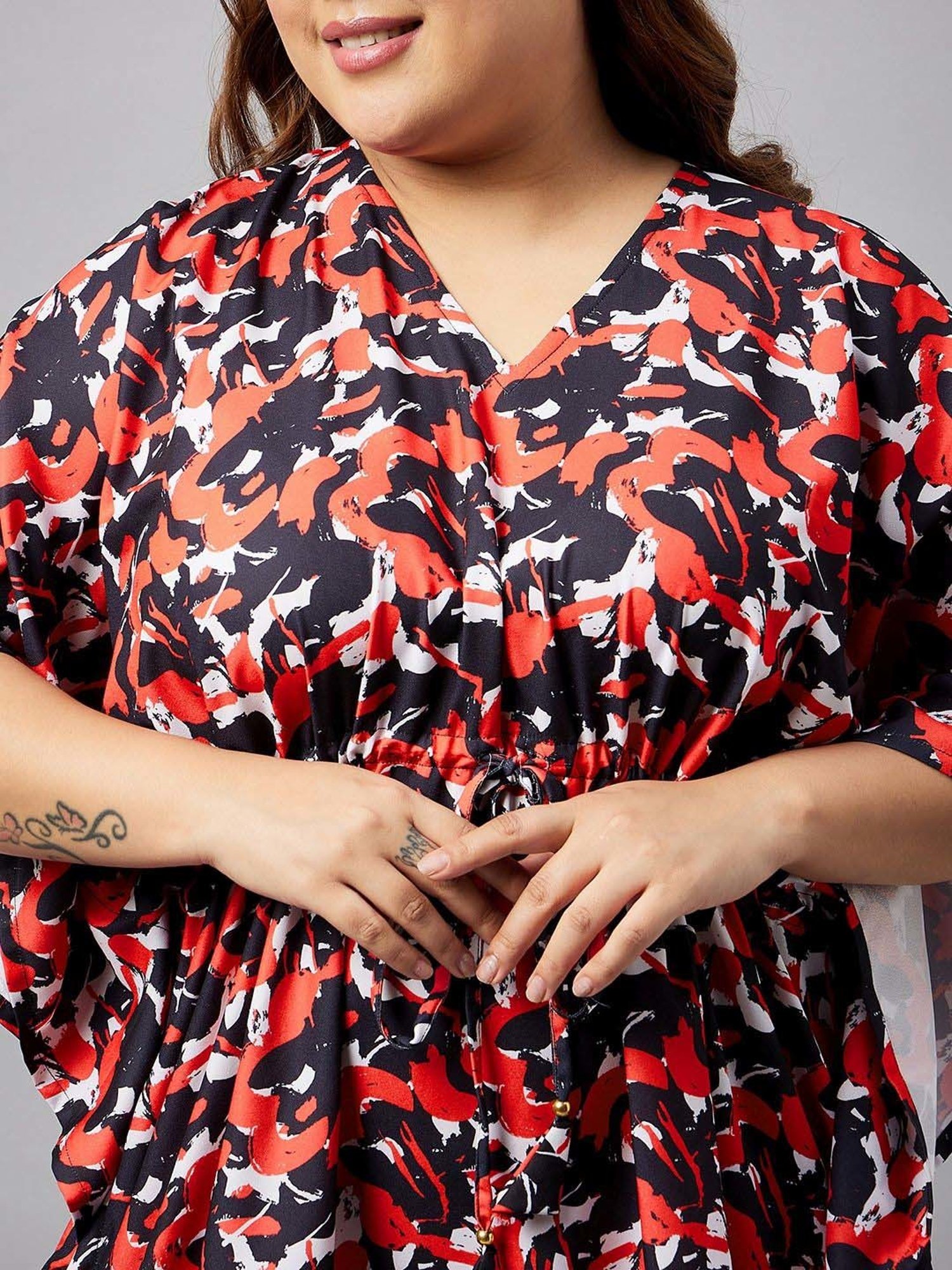 Secrets By ZeroKaata Red Printed Kaftan