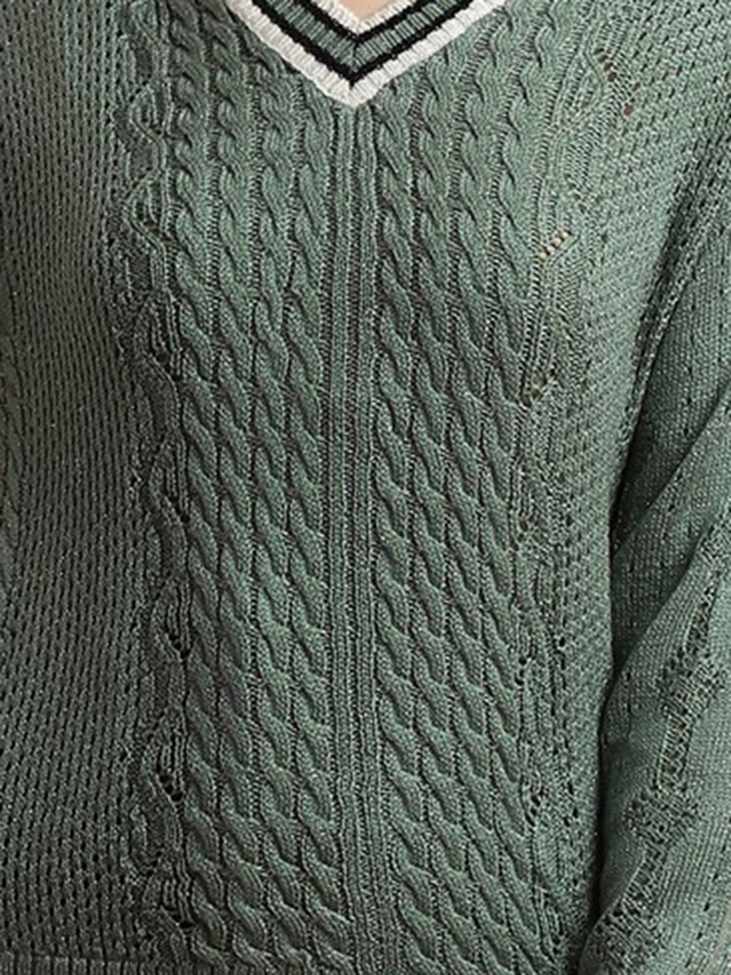 Forever 21 Sage Green Self Design Sweater